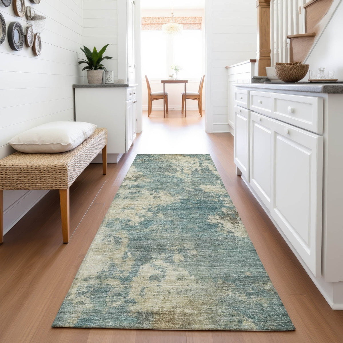 Addison Chantille ACN2066 Abstract Machine Made Transitional Teal Rug