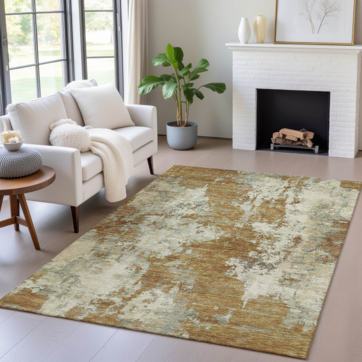 Addison Chantille ACN2066 Abstract Machine Made Transitional Terracotta Rug