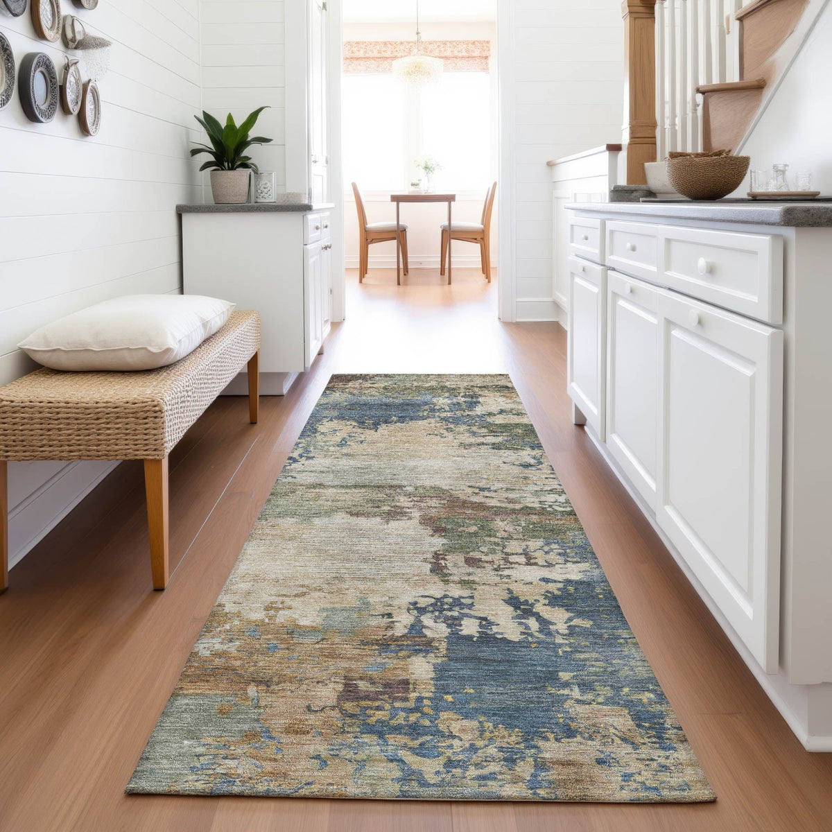Addison Chantille ACN2067 Abstract Machine Made Transitional Blue Rug