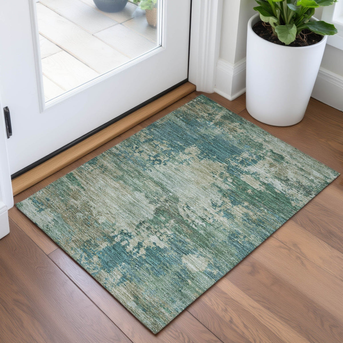Addison Chantille ACN2067 Abstract Machine Made Transitional Teal Rug