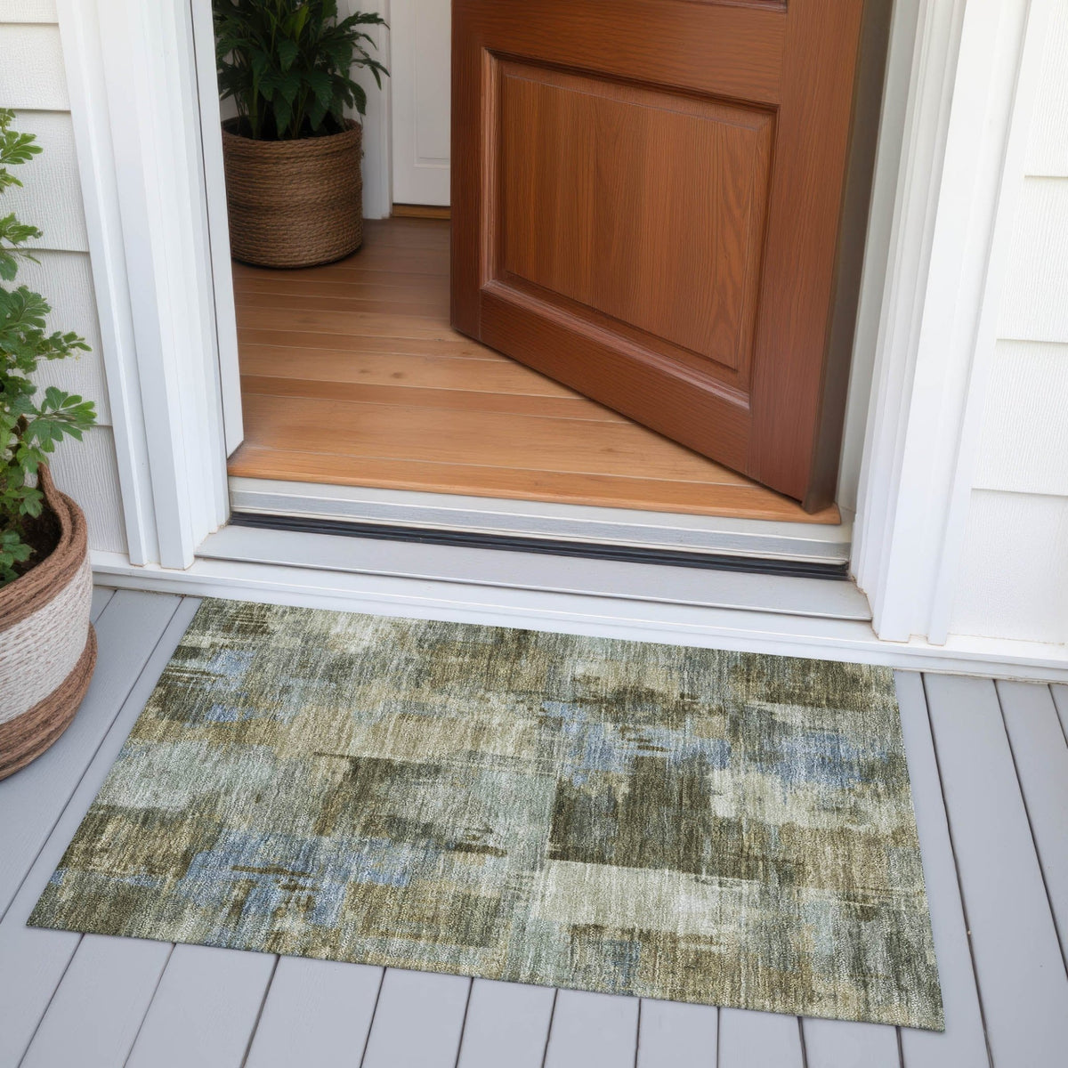 Addison Chantille ACN2069 Abstract Machine Made Transitional Green Rug