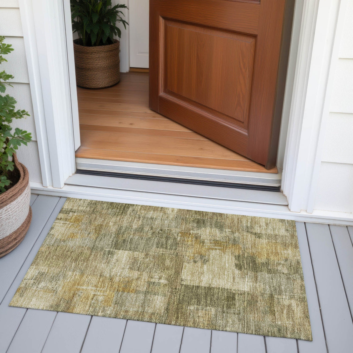 Addison Chantille ACN2069 Abstract Machine Made Transitional Khaki Rug