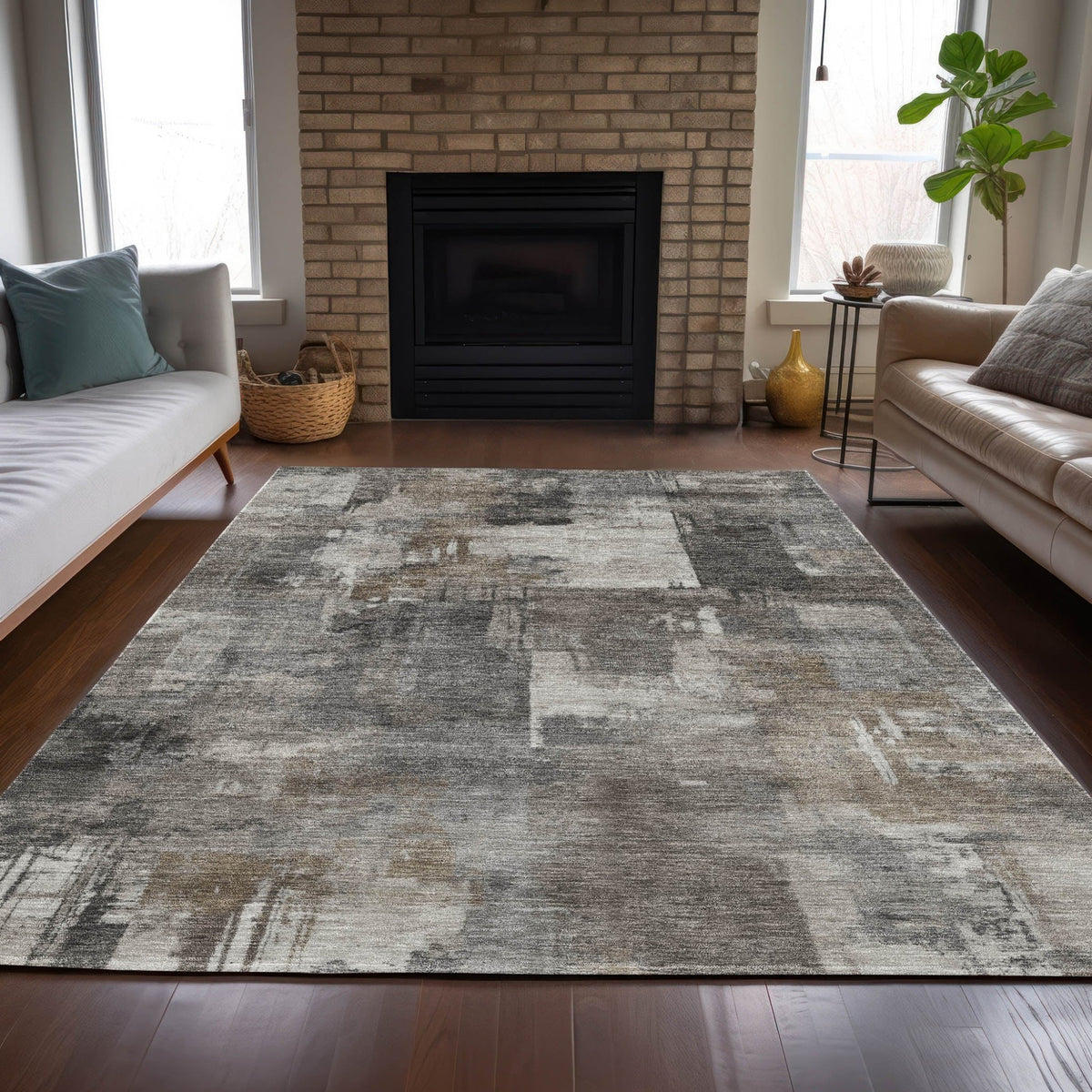 Addison Chantille ACN2069 Abstract Machine Made Transitional Pewter Rug