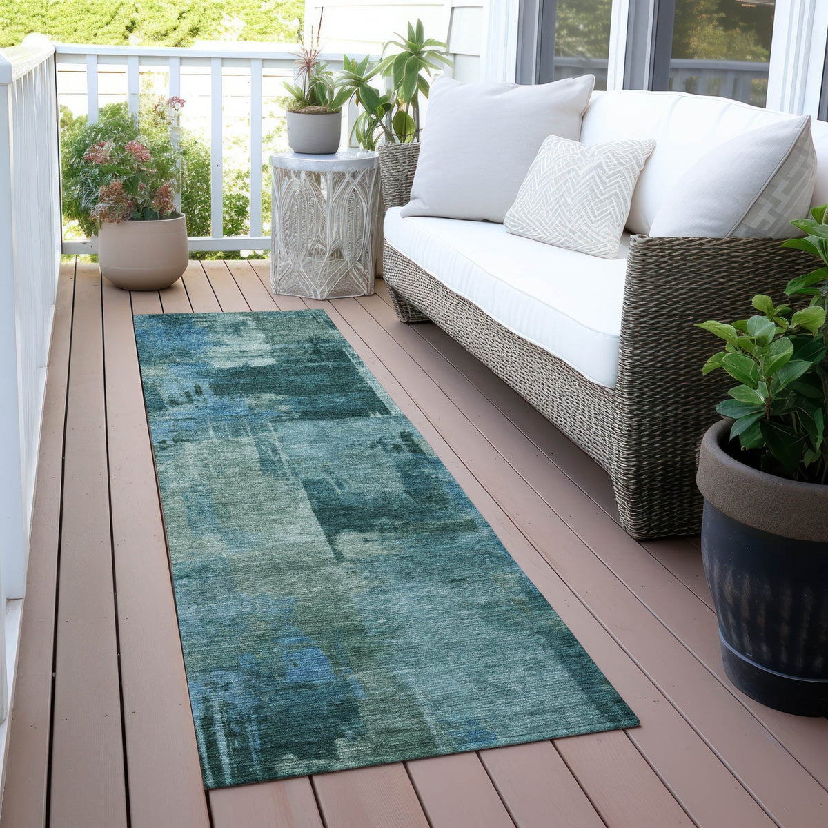 Addison Chantille ACN2069 Abstract Machine Made Transitional Teal Rug