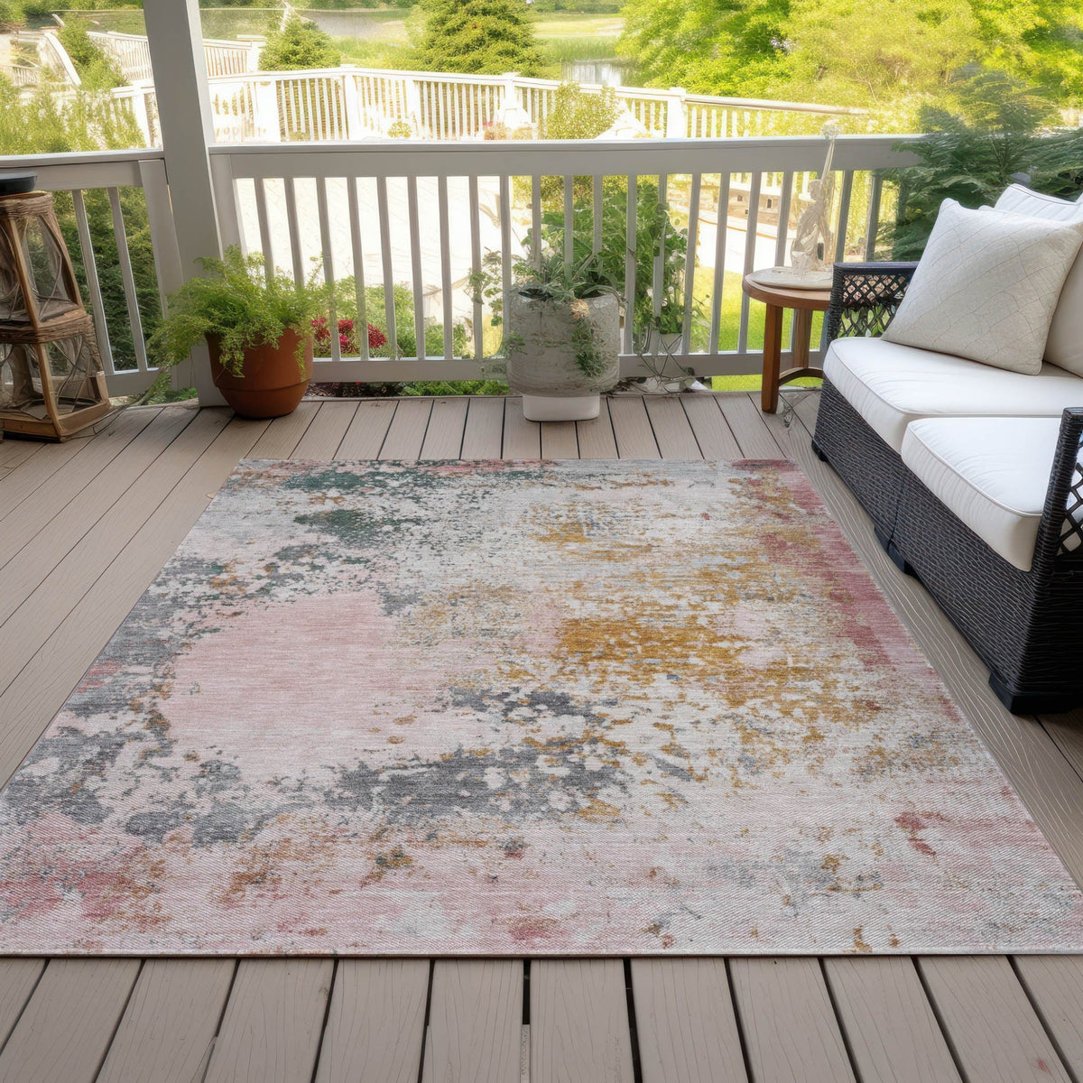 Addison Chantille ACN2070 Abstract Machine Made Transitional Pink Rug
