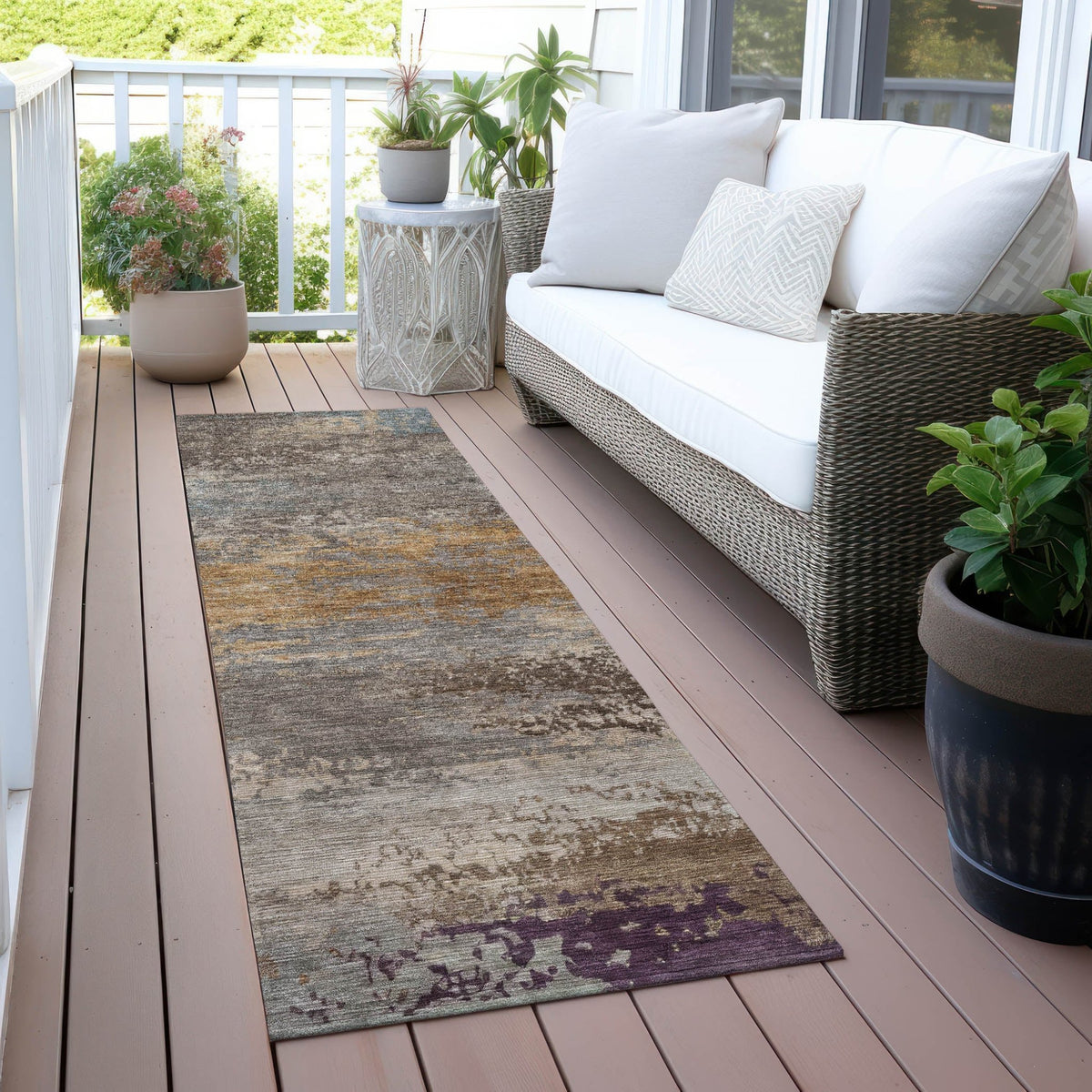 Addison Chantille ACN2071 Abstract Machine Made Transitional Brown Rug