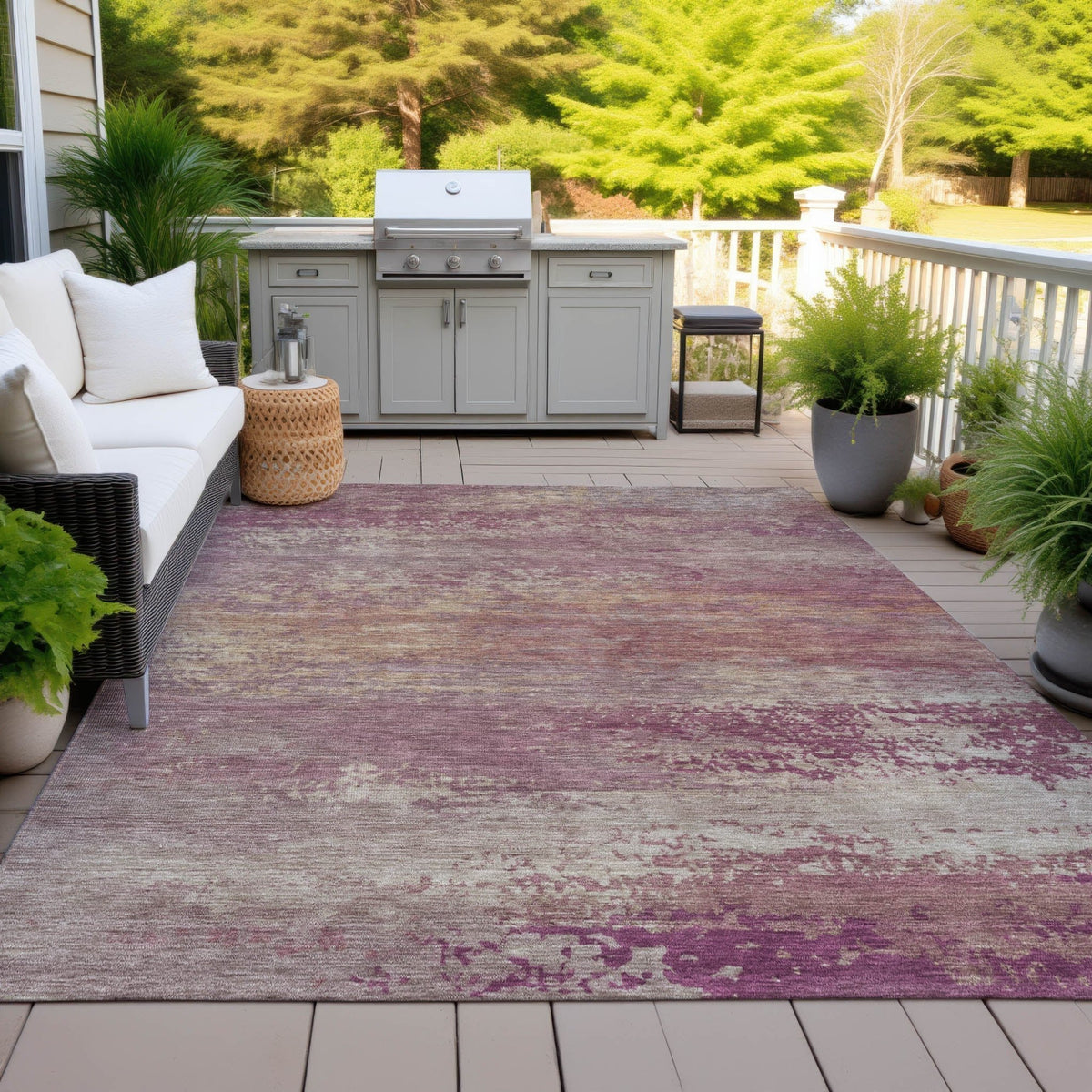 Addison Chantille ACN2071 Abstract Machine Made Transitional Merlot Rug