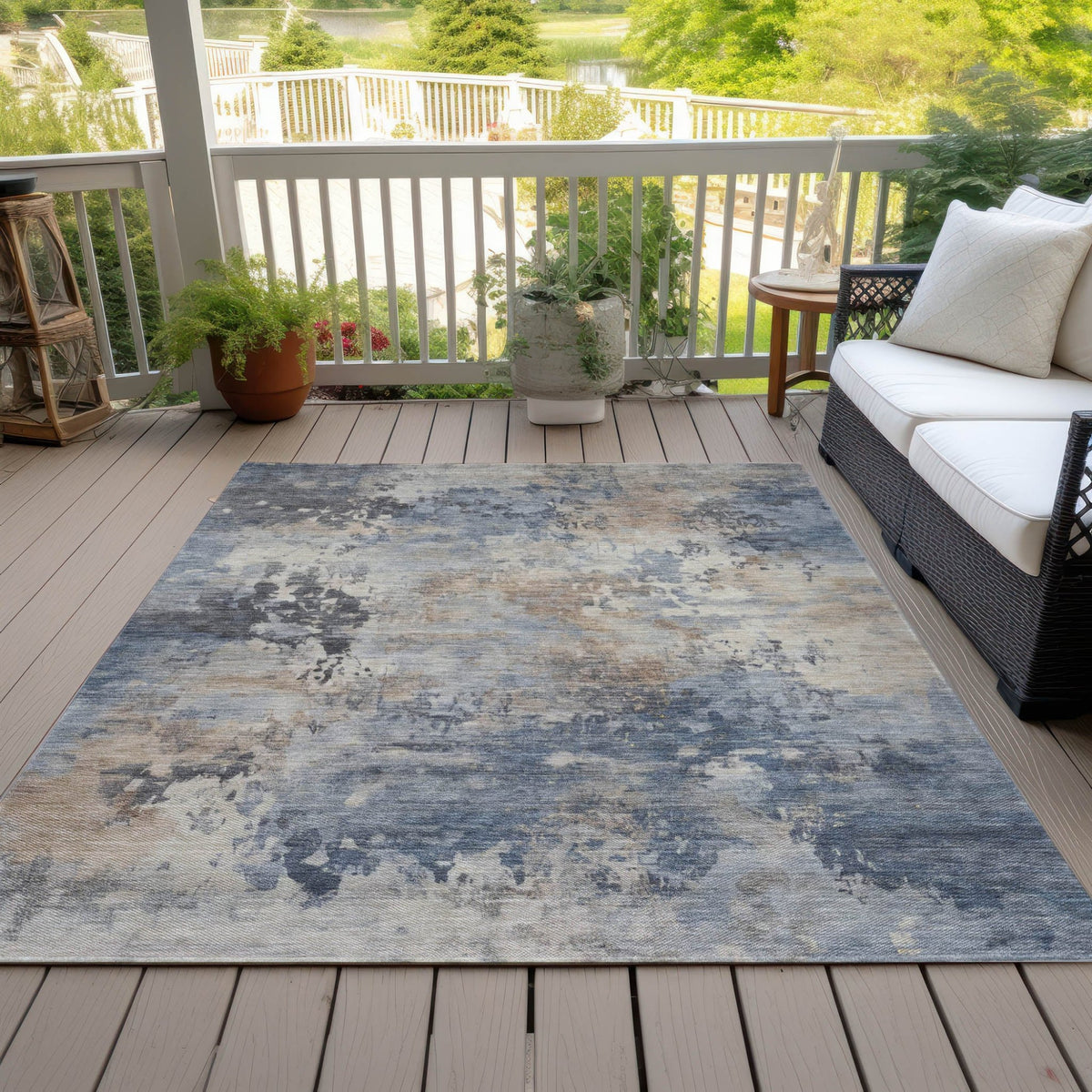 Addison Chantille ACN2073 Abstract Machine Made Transitional Denim Rug