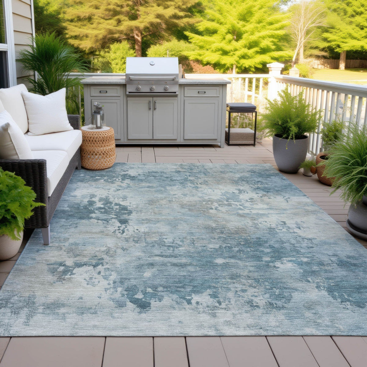 Addison Chantille ACN2073 Abstract Machine Made Transitional Teal Rug