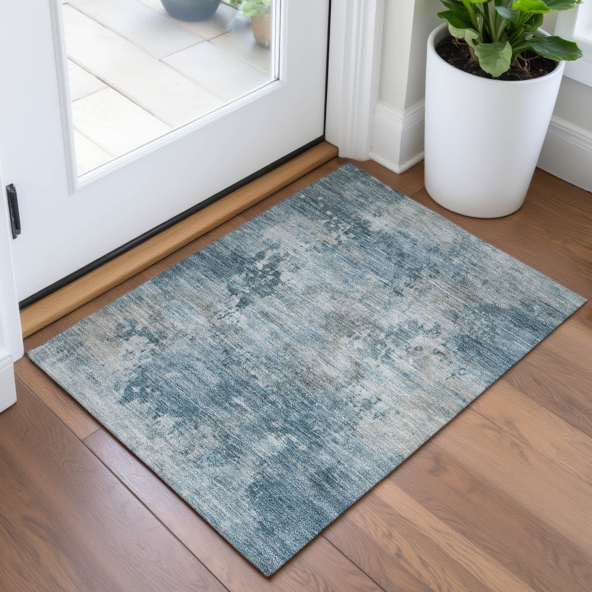 Addison Chantille ACN2073 Abstract Machine Made Transitional Teal Rug