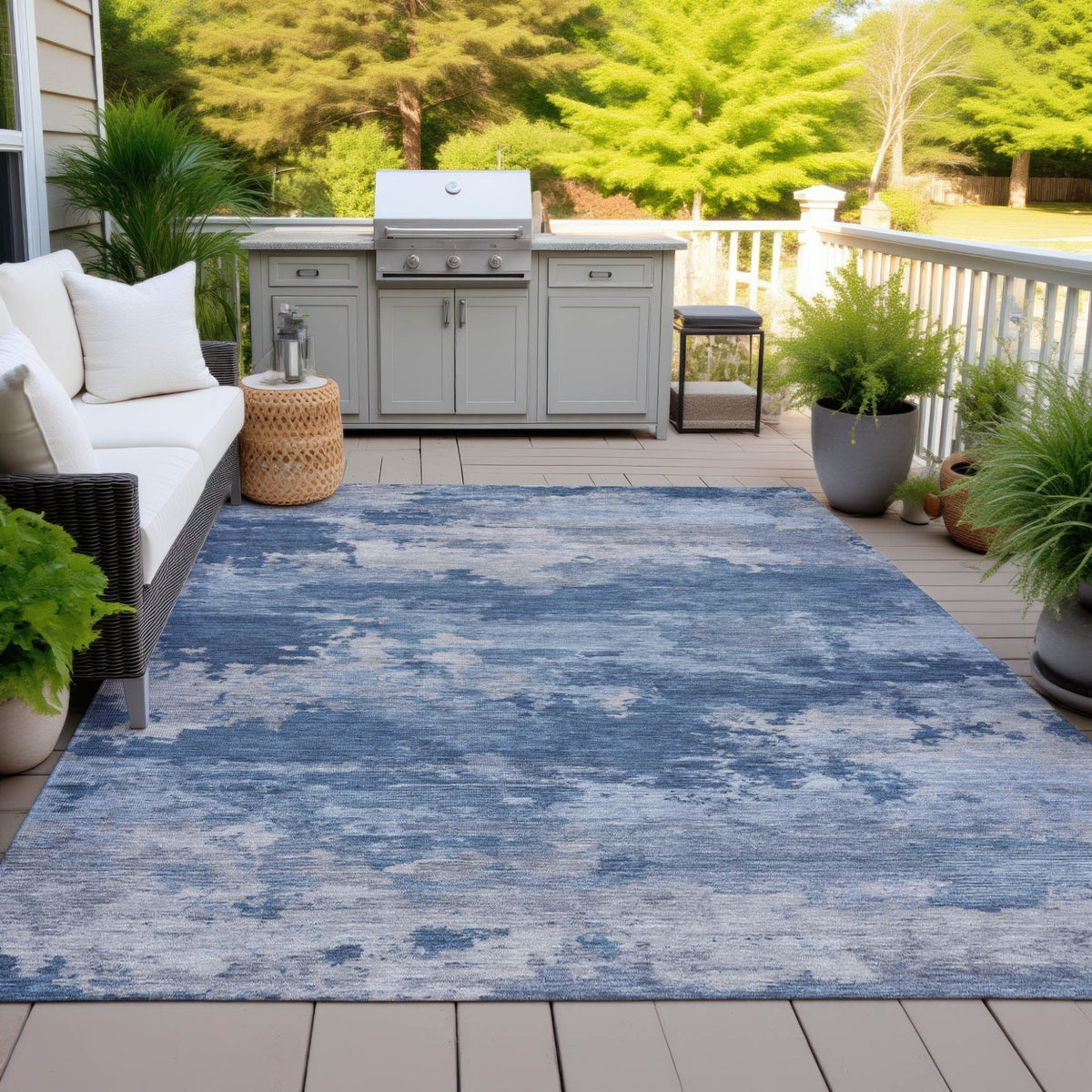 Addison Chantille ACN2075 Abstract Machine Made Transitional Navy Rug
