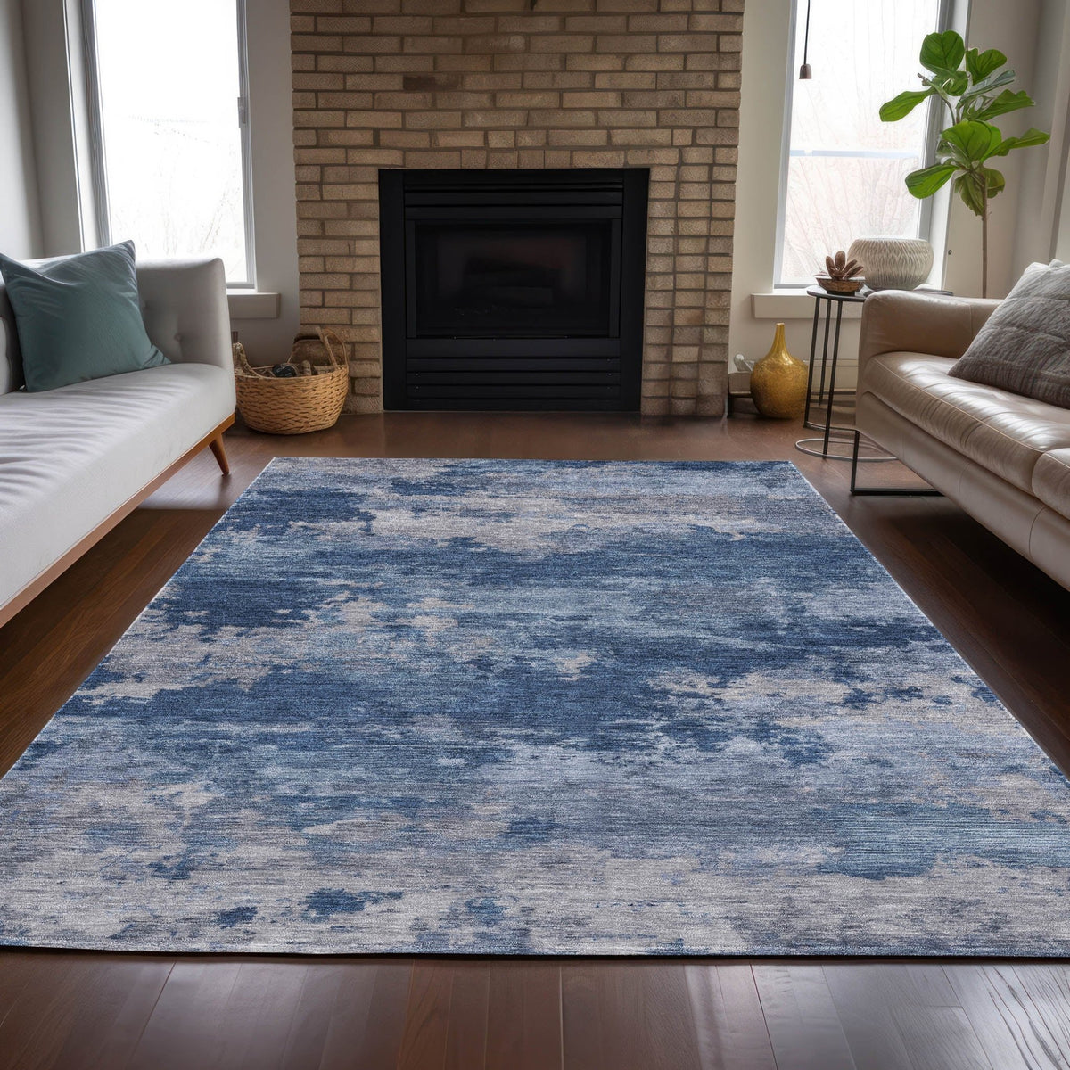 Addison Chantille ACN2075 Abstract Machine Made Transitional Navy Rug