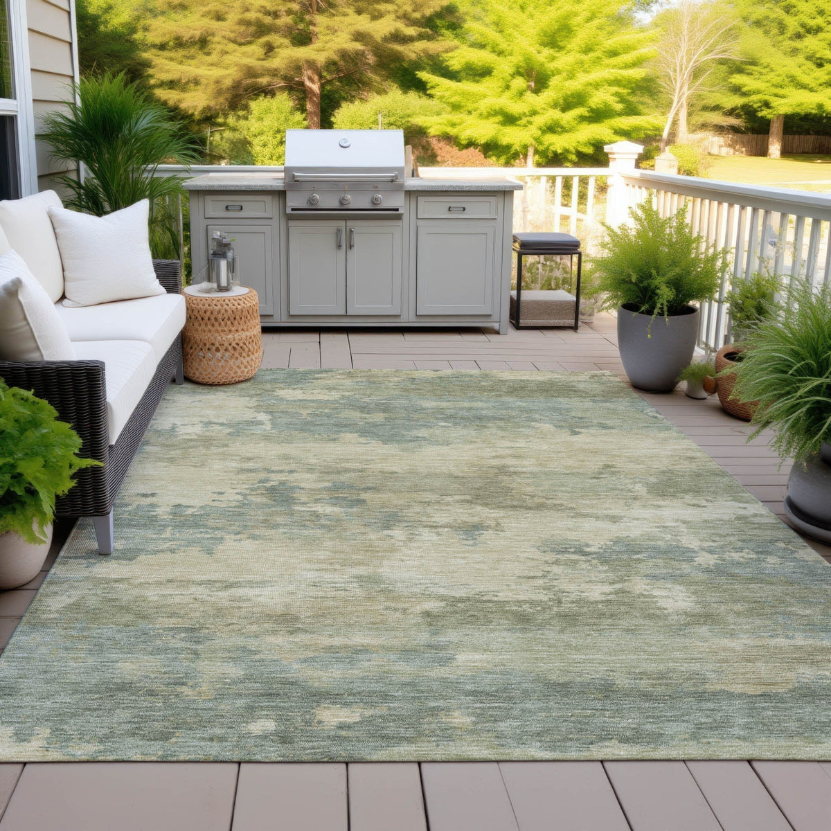 Addison Chantille ACN2075 Abstract Machine Made Transitional Seafoam Rug