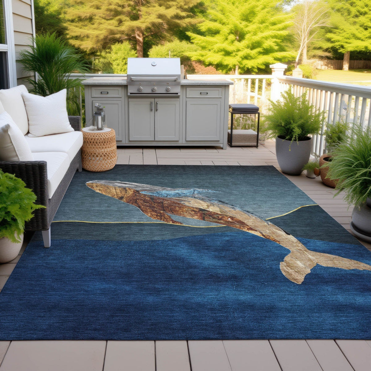 Addison Chantille ACN2078 Coastal Machine Made Transitional Blue Rug