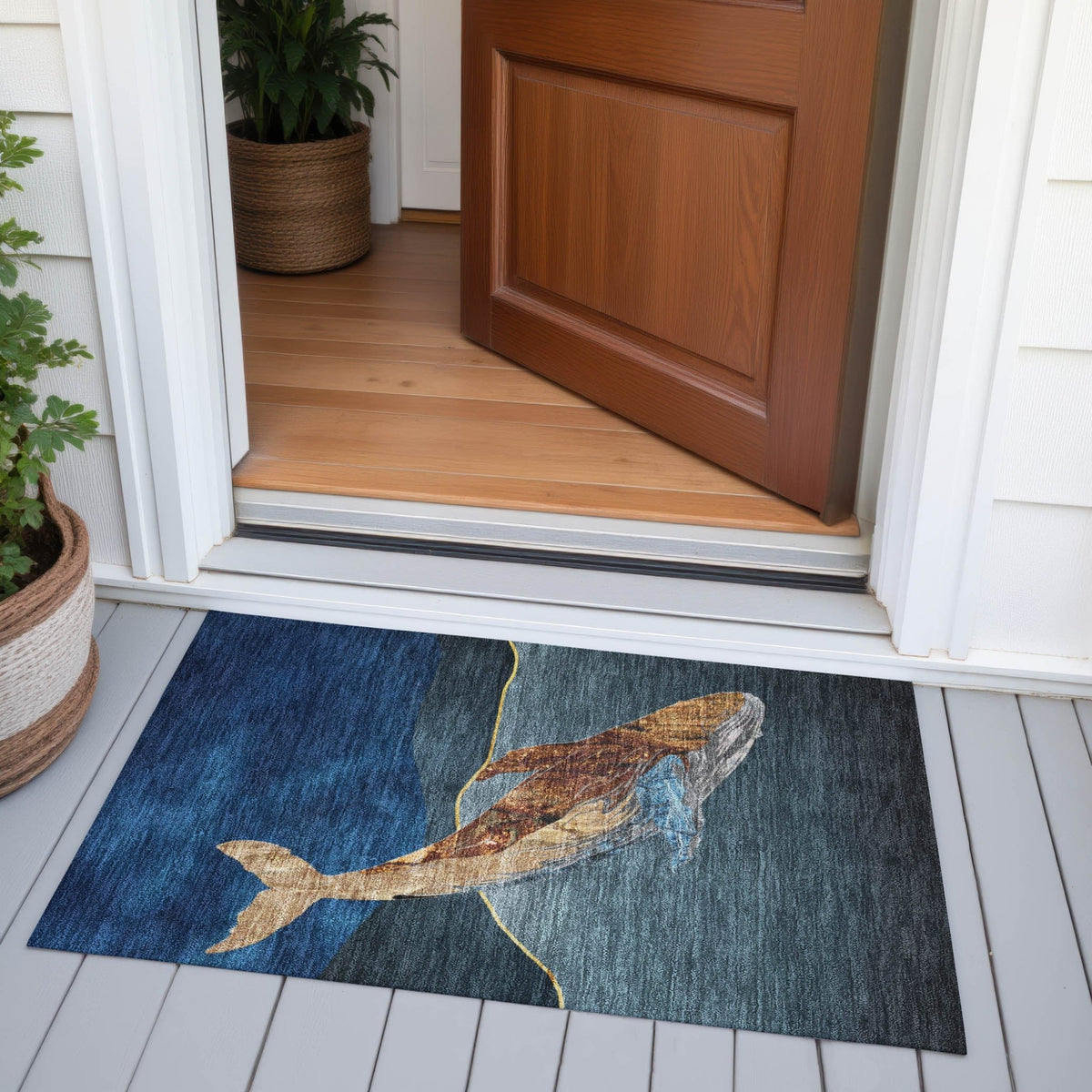 Addison Chantille ACN2078 Coastal Machine Made Transitional Blue Rug