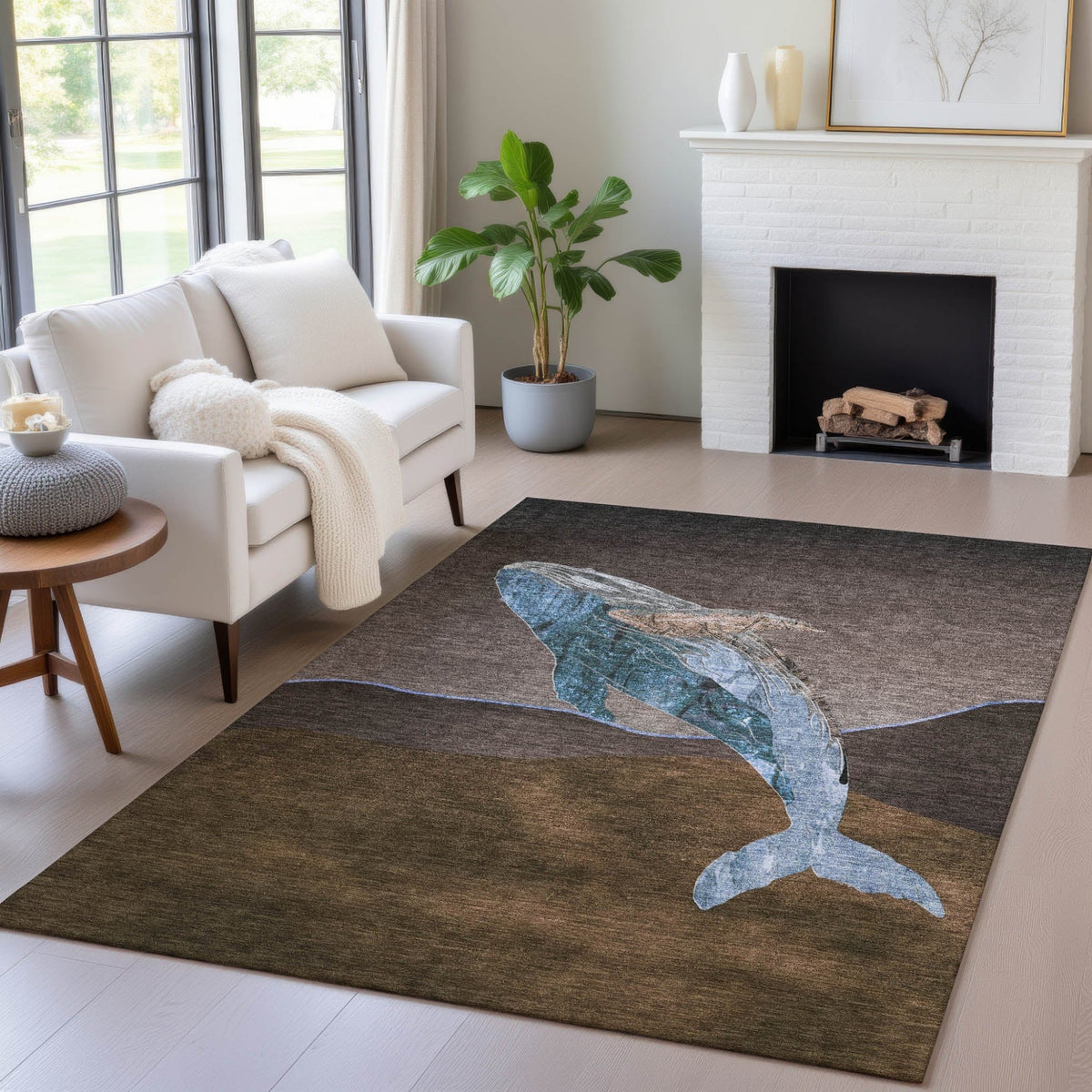 Addison Chantille ACN2078 Coastal Machine Made Transitional Brown Rug