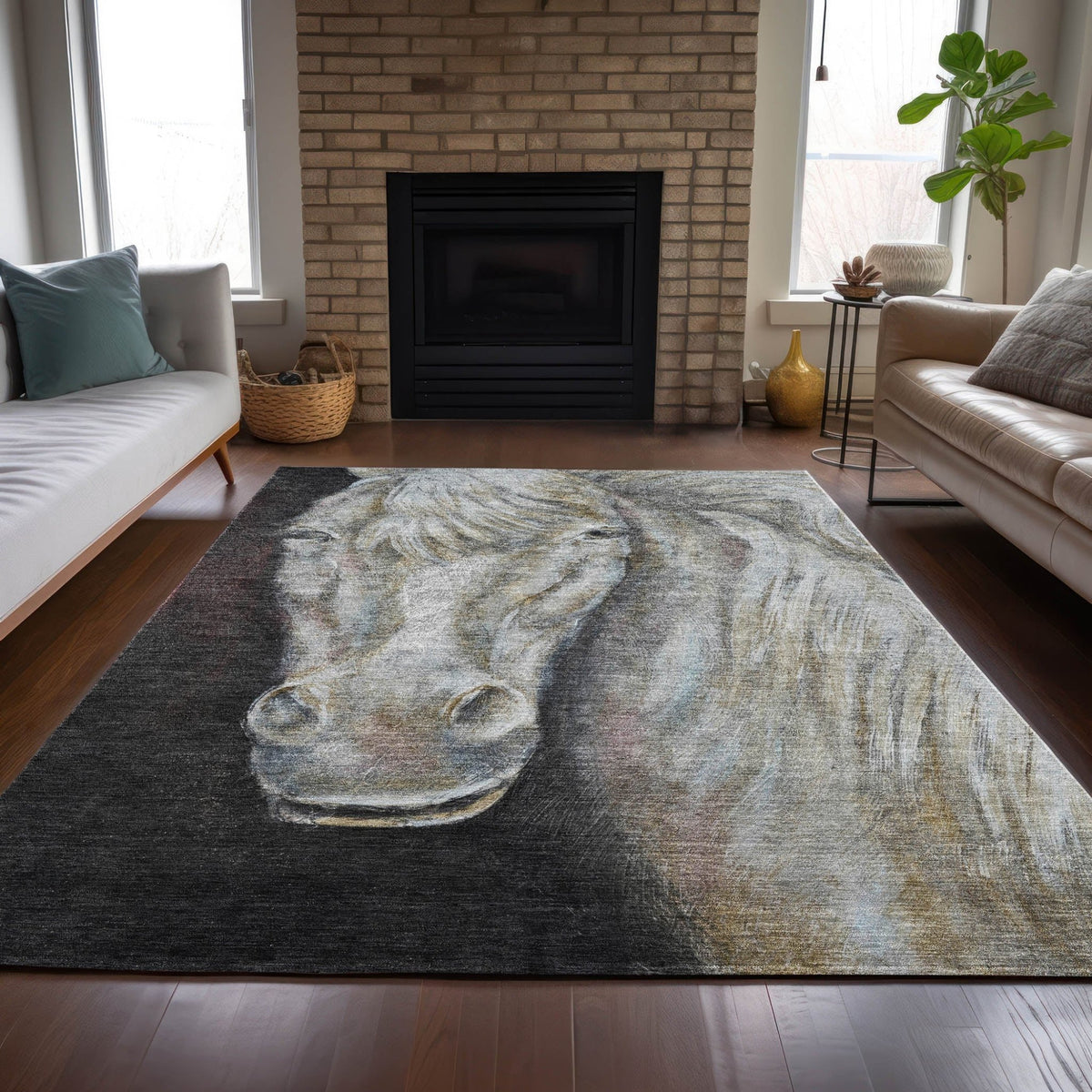 Addison Chantille ACN2080 Animal Machine Made Transitional Ivory Rug