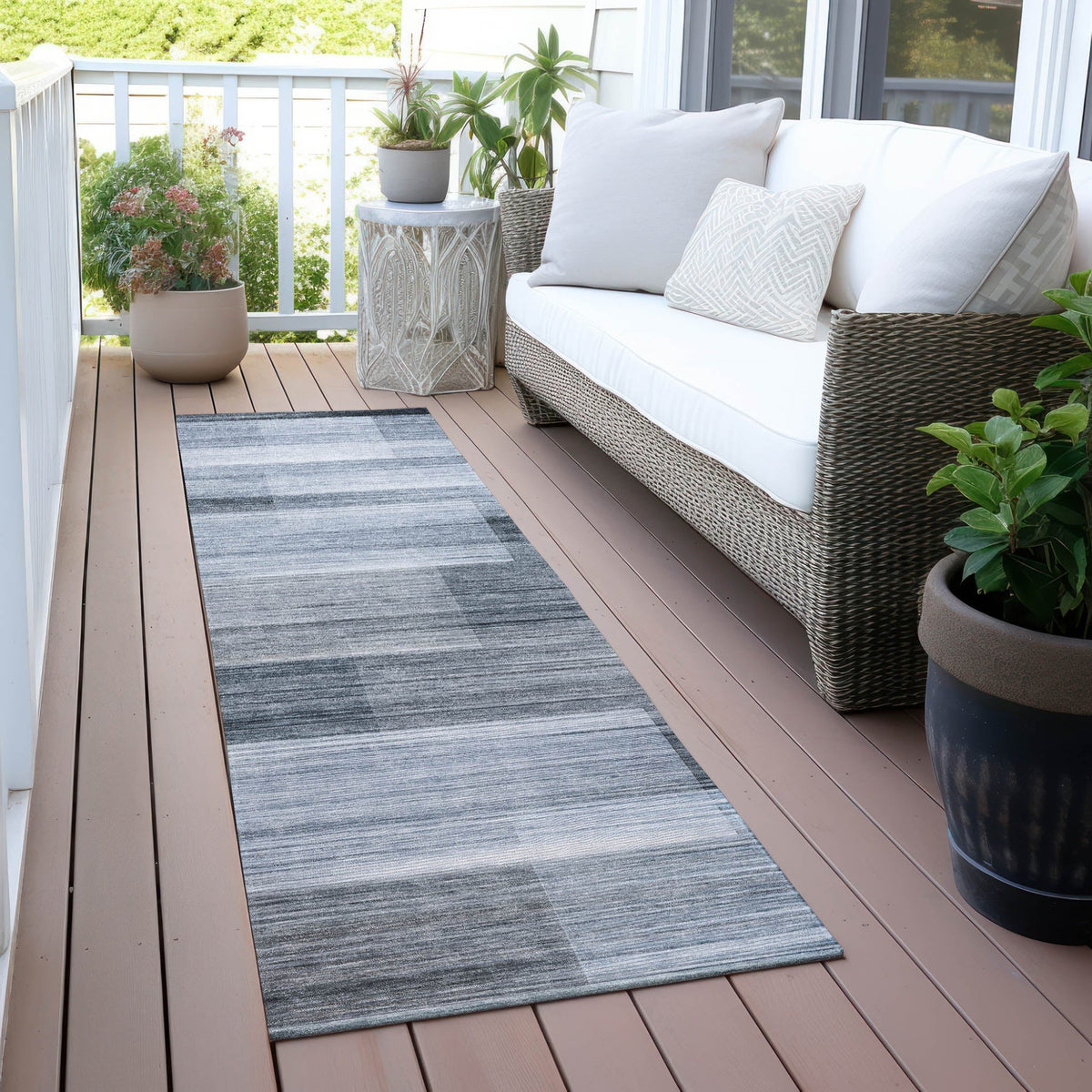 Addison Chantille ACN2082 Stripes Machine Made Transitional Denim Rug
