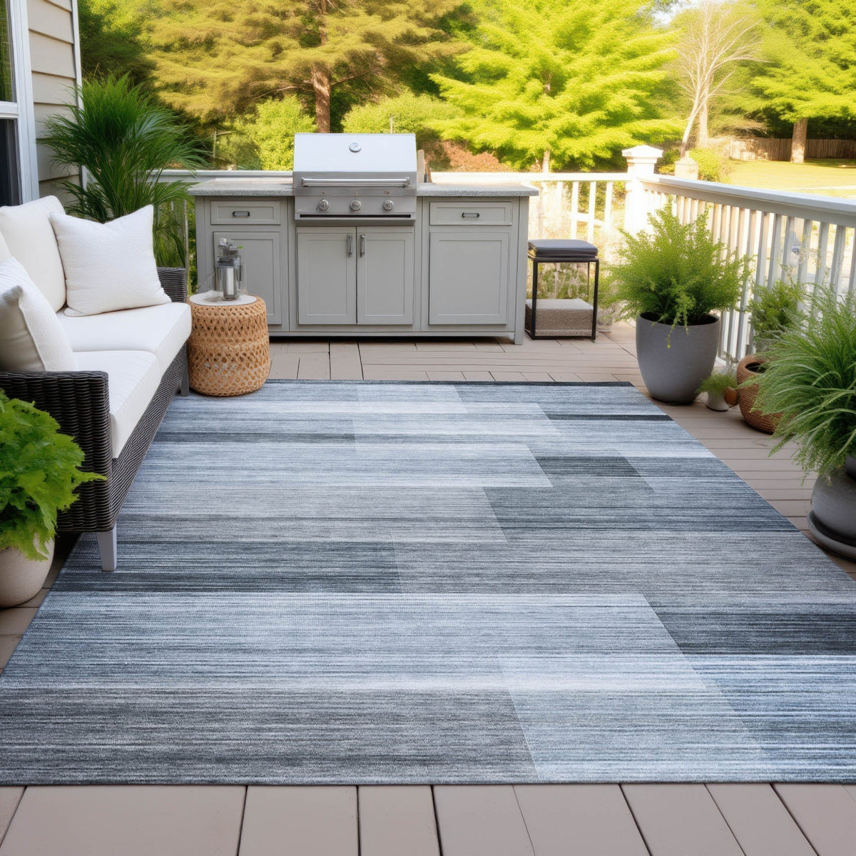 Addison Chantille ACN2082 Stripes Machine Made Transitional Denim Rug