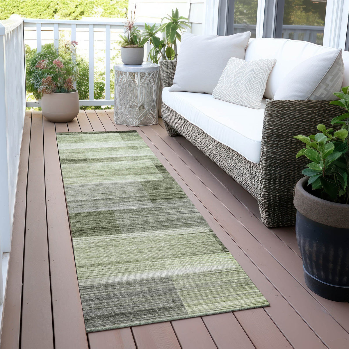 Addison Chantille ACN2082 Stripes Machine Made Transitional Green Rug