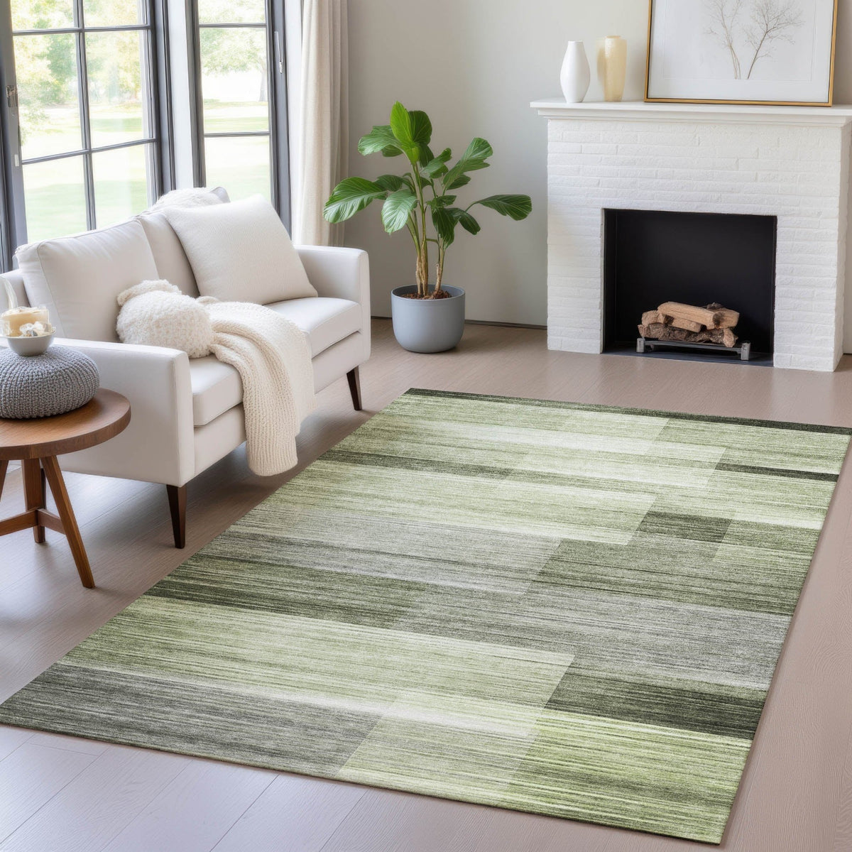 Addison Chantille ACN2082 Stripes Machine Made Transitional Green Rug