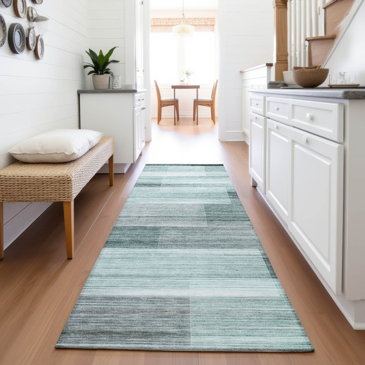 Addison Chantille ACN2082 Stripes Machine Made Transitional Teal Rug