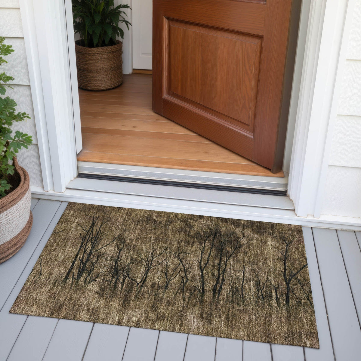 Addison Chantille ACN2083 Floral Machine Made Transitional Brown Rug