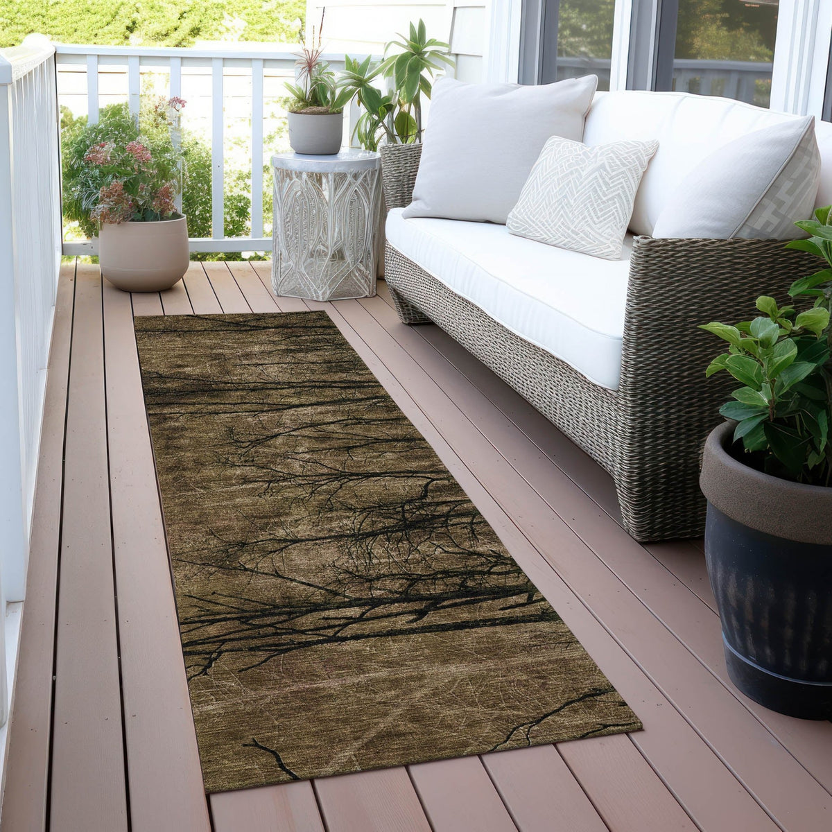 Addison Chantille ACN2083 Floral Machine Made Transitional Brown Rug