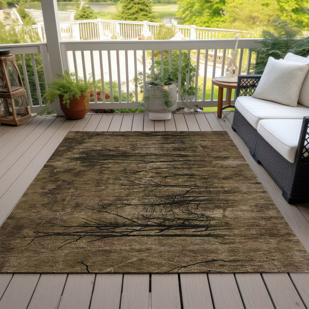 Addison Chantille ACN2083 Floral Machine Made Transitional Brown Rug