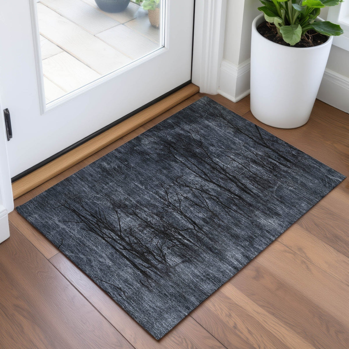 Addison Chantille ACN2083 Floral Machine Made Transitional Charcoal Rug