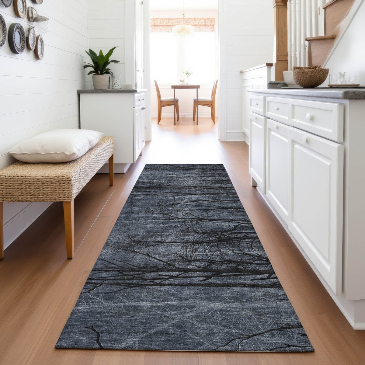 Addison Chantille ACN2083 Floral Machine Made Transitional Charcoal Rug