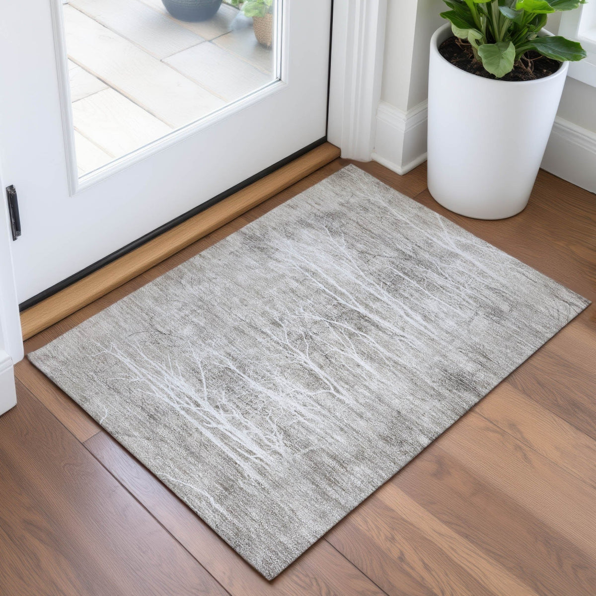 Addison Chantille ACN2083 Floral Machine Made Transitional Silver Rug