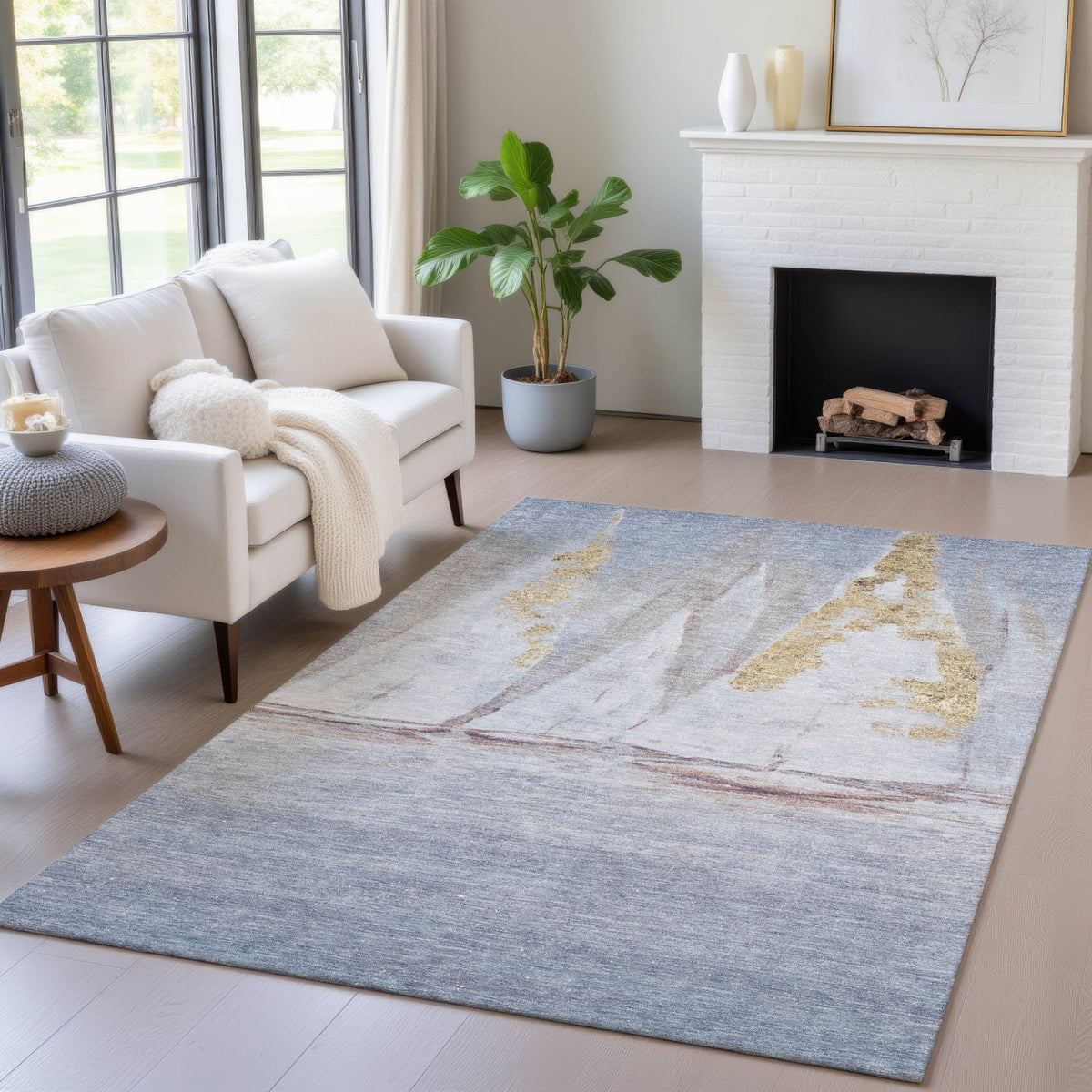 Addison Chantille ACN2084 Coastal Machine Made Transitional Blue Rug