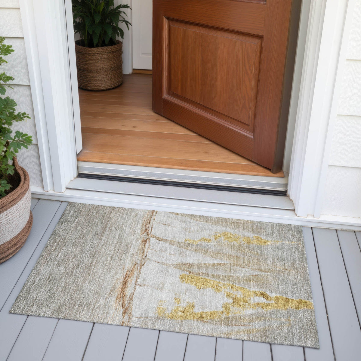 Addison Chantille ACN2084 Coastal Machine Made Transitional Taupe Rug