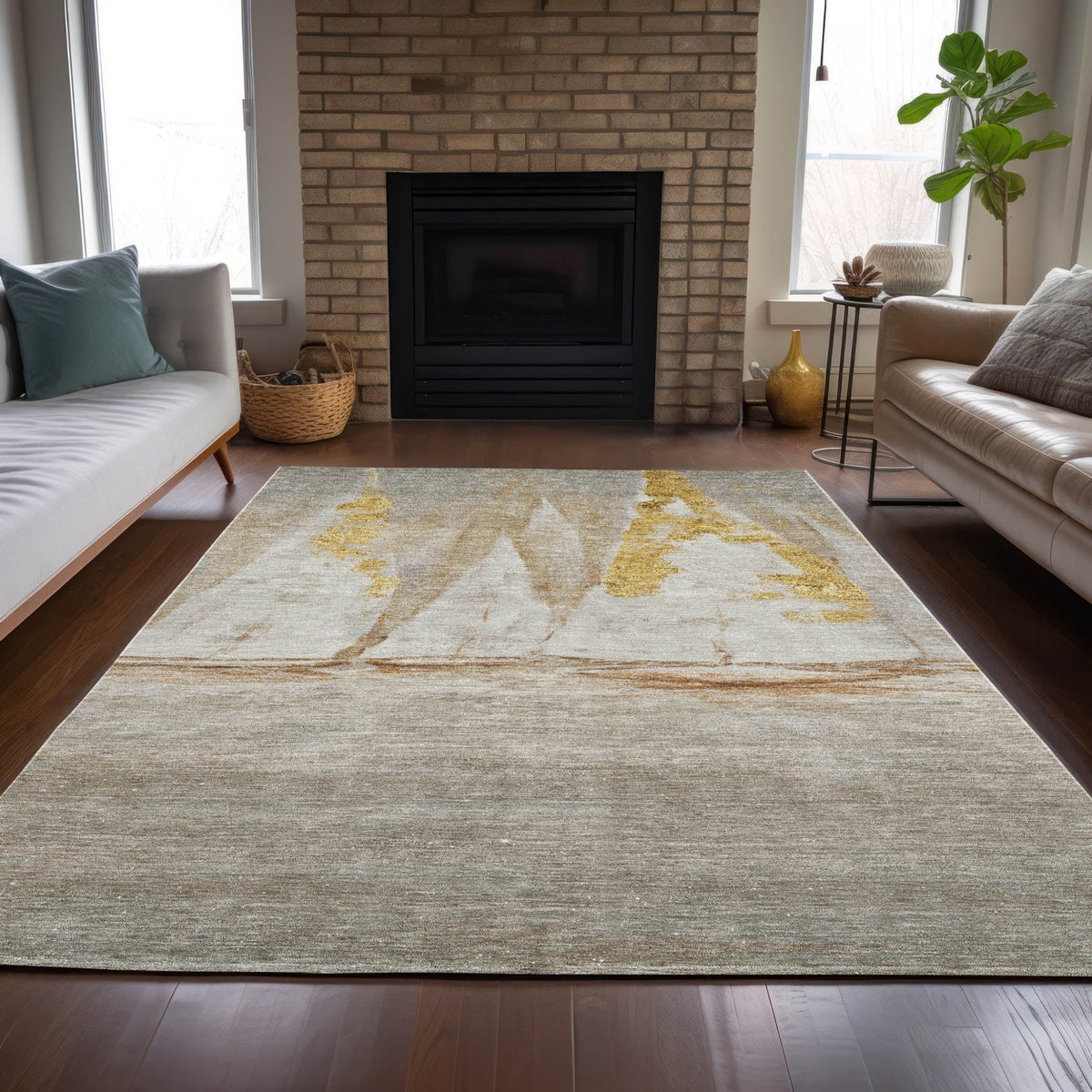 Addison Chantille ACN2084 Coastal Machine Made Transitional Taupe Rug