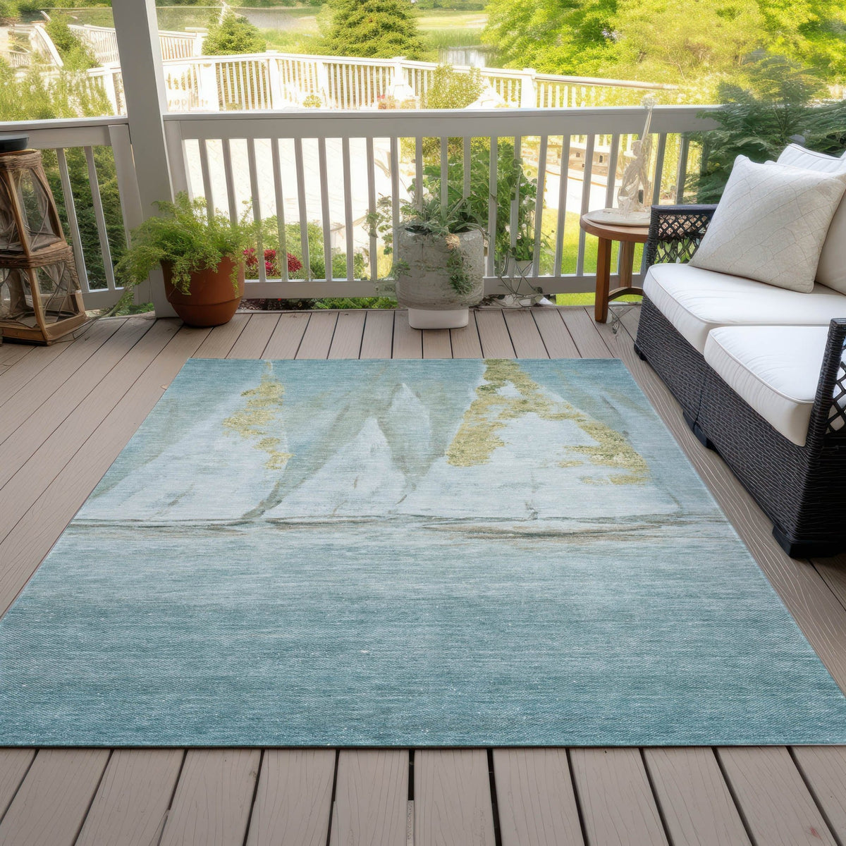 Addison Chantille ACN2084 Coastal Machine Made Transitional Teal Rug