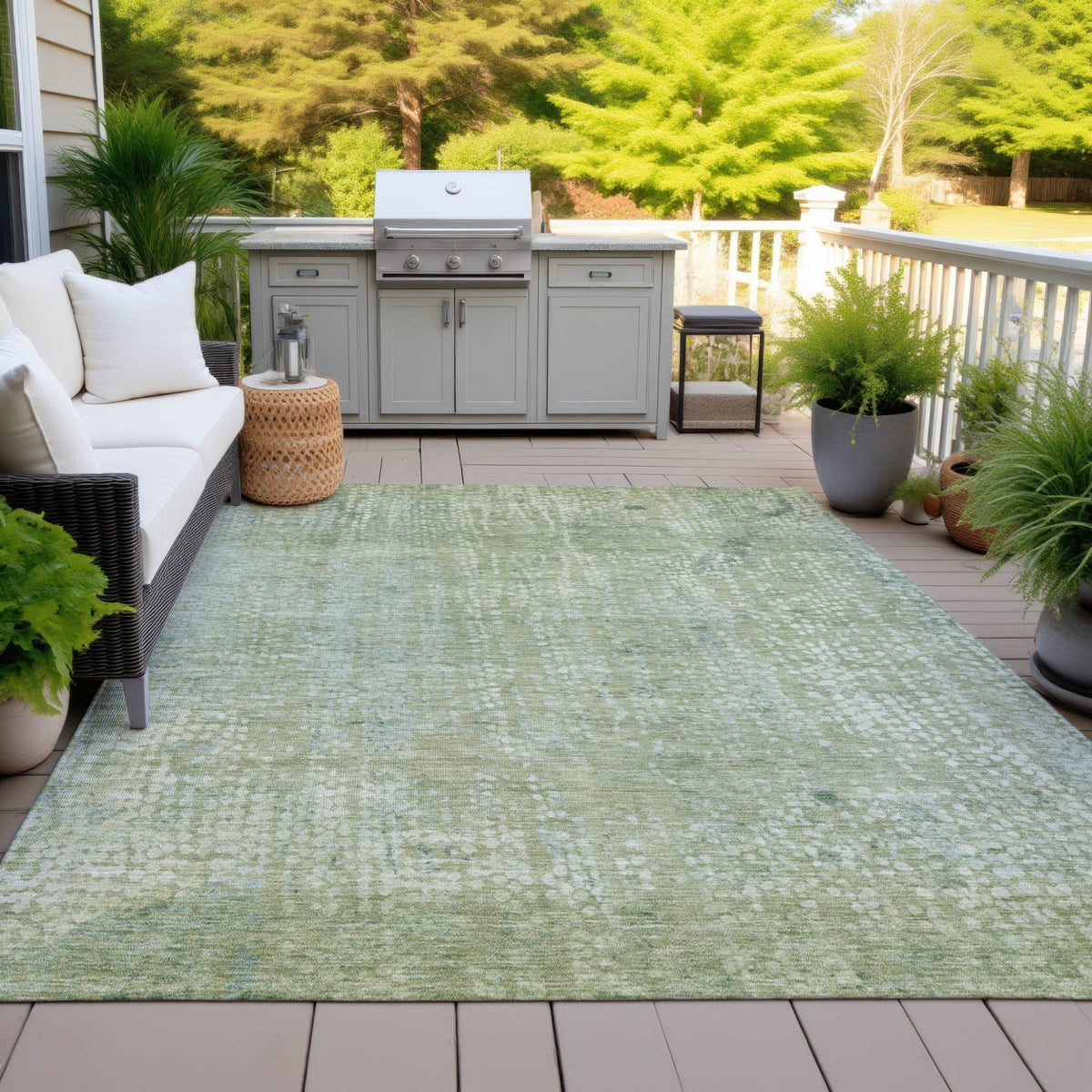 Addison Chantille ACN2087 Abstract Machine Made Transitional Green Rug