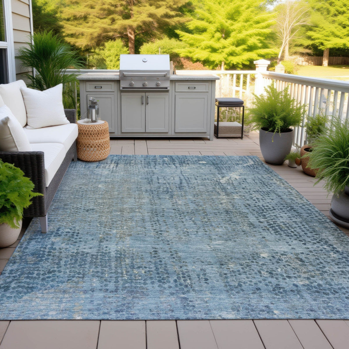 Addison Chantille ACN2088 Abstract Machine Made Transitional Blue Rug
