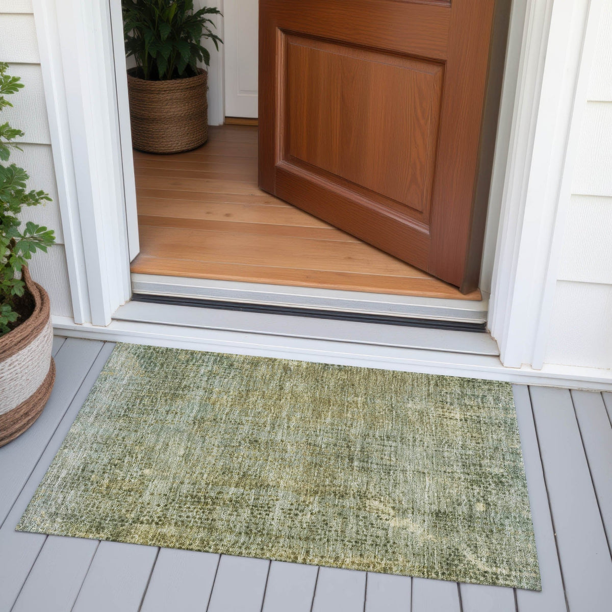 Addison Chantille ACN2088 Abstract Machine Made Transitional Green Rug