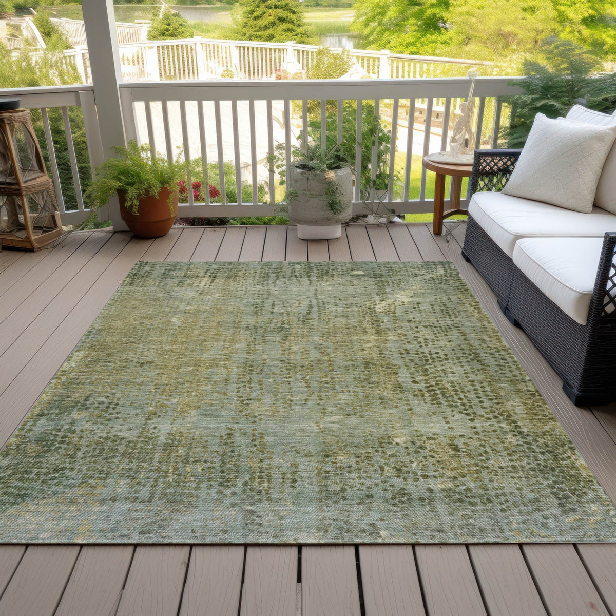 Addison Chantille ACN2088 Abstract Machine Made Transitional Green Rug