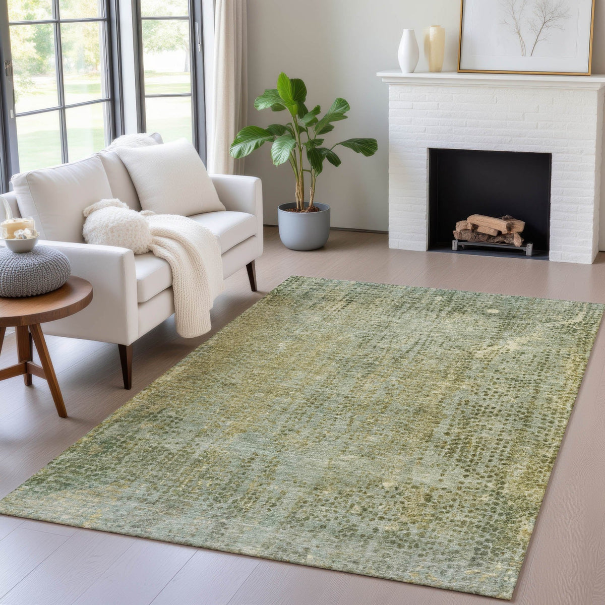 Addison Chantille ACN2088 Abstract Machine Made Transitional Green Rug