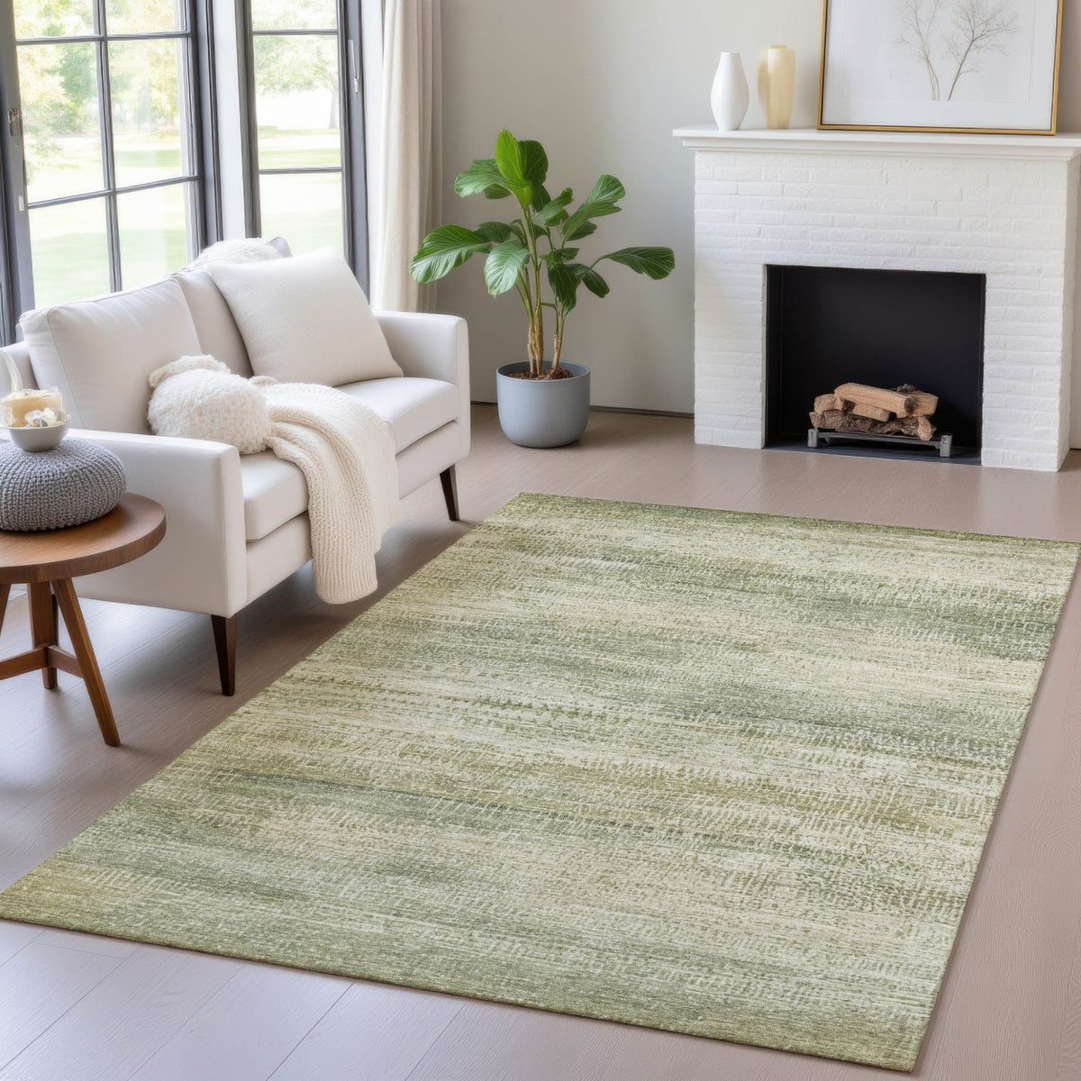 Addison Chantille ACN2089 Abstract Machine Made Transitional Aloe Rug