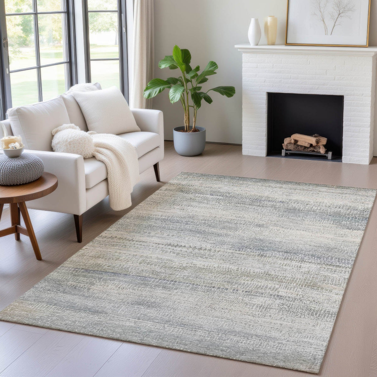 Addison Chantille ACN2089 Abstract Machine Made Transitional Linen Rug