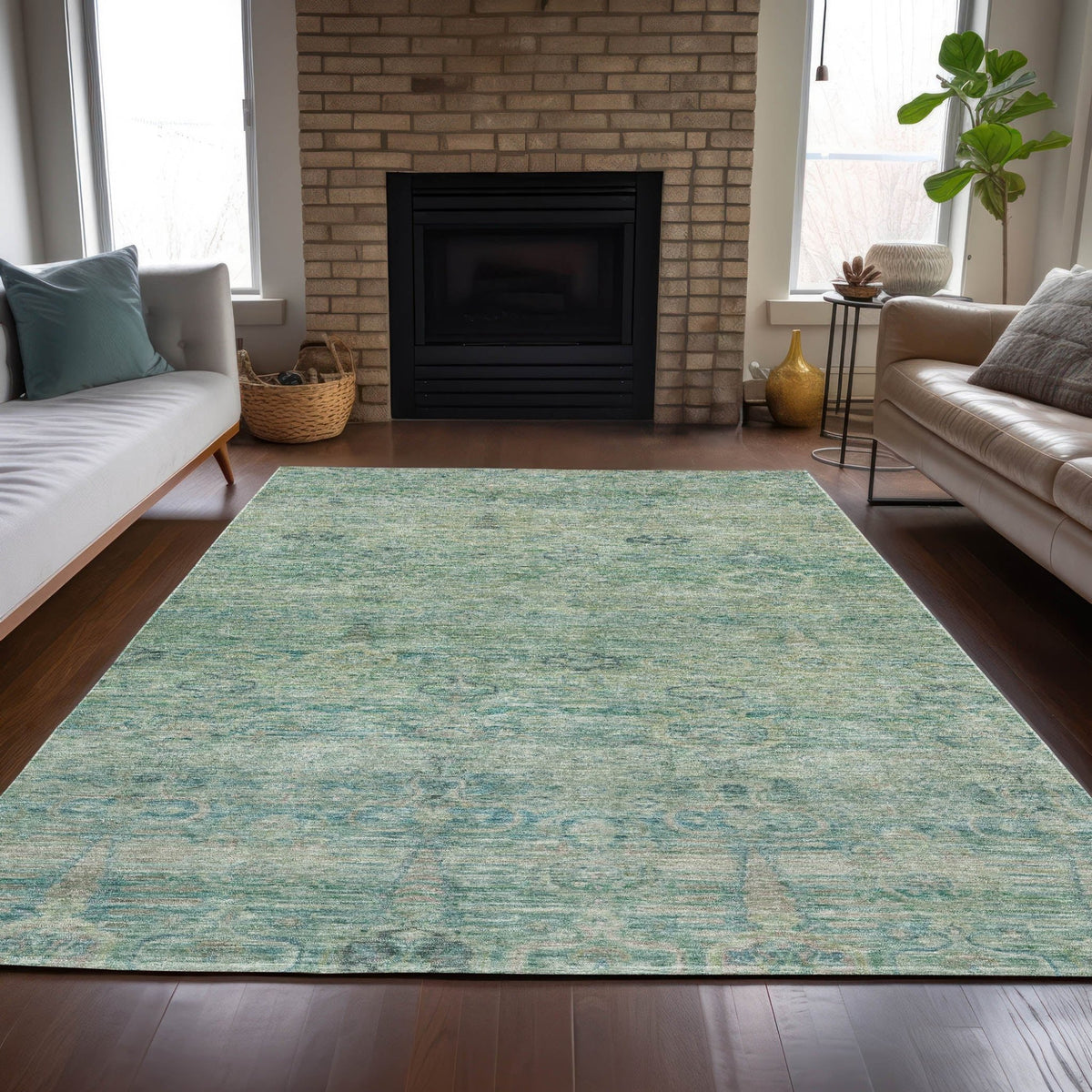 Addison Chantille ACN2090 Global Machine Made Traditional Teal Rug