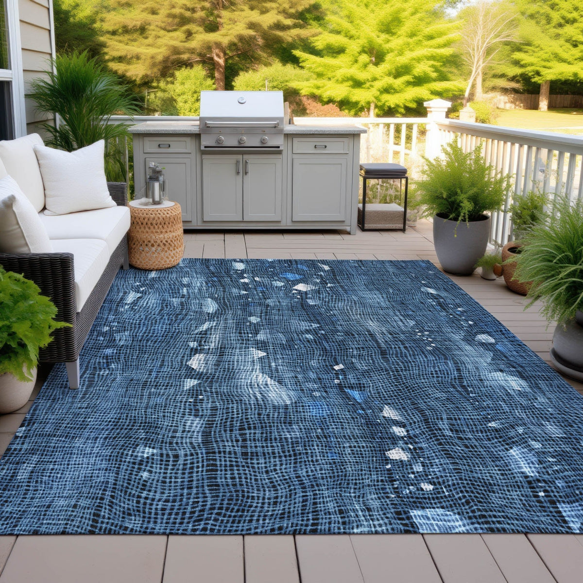 Addison Chantille ACN2092 Abstract Machine Made Transitional Blue Rug