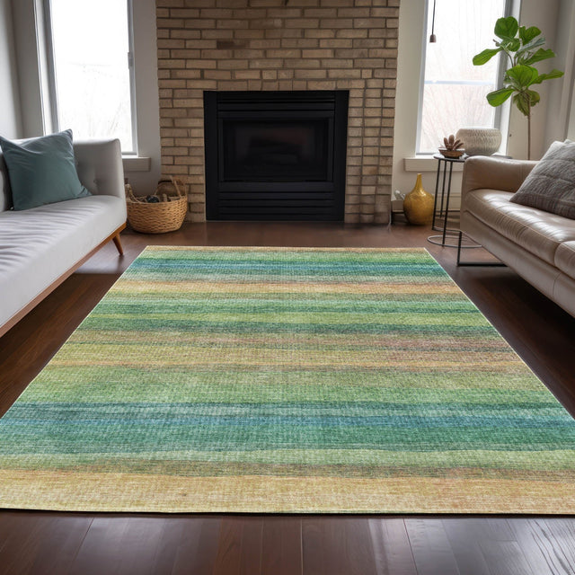 Addison Chantille ACN2093 Stripes Machine Made Transitional Aloe Rug