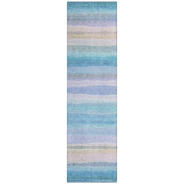 Addison Chantille ACN2093 Stripes Machine Made Transitional Aqua Rug