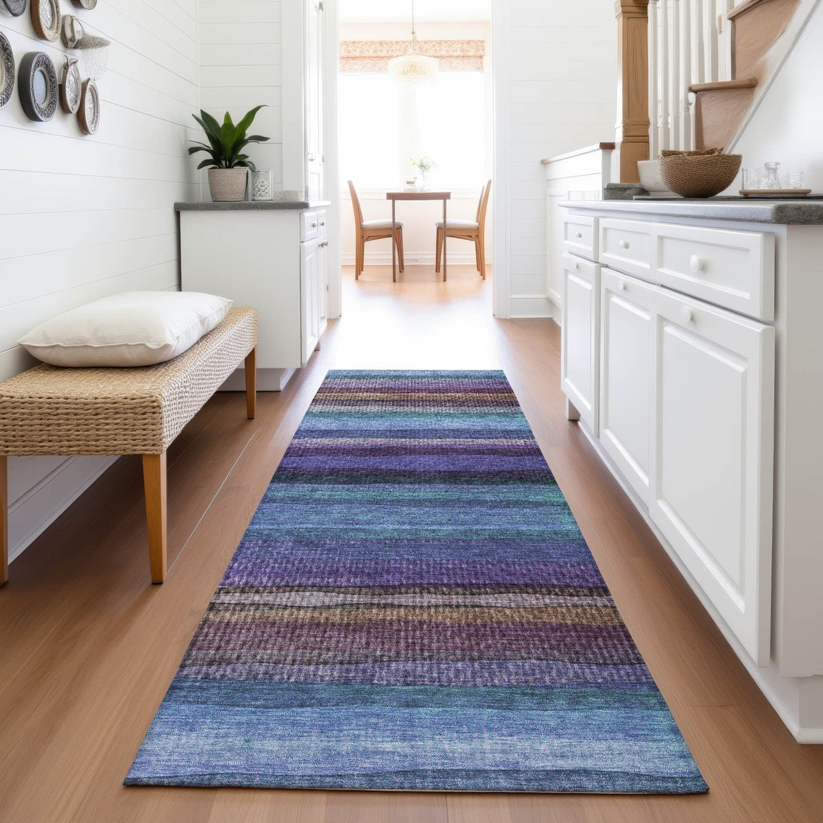 Addison Chantille ACN2093 Stripes Machine Made Transitional Blue Rug