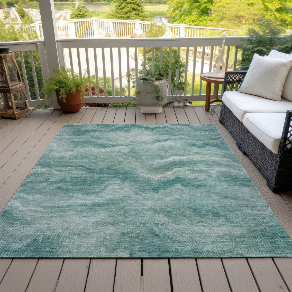 Addison Chantille ACN2095 Waves Machine Made Transitional Teal Rug