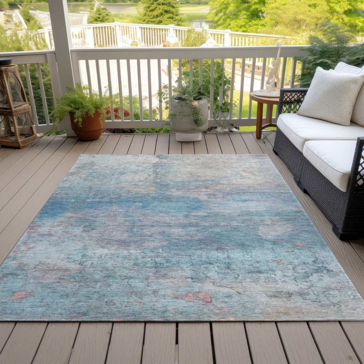 Addison Chantille ACN2100 Abstract Machine Made Transitional Aqua Rug